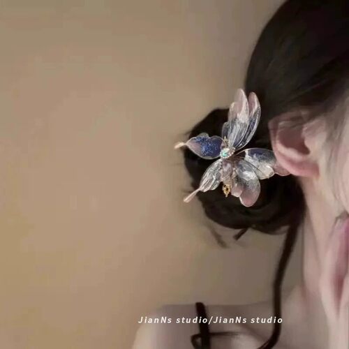 古风汉服甜美花朵蝴蝶侧边夹