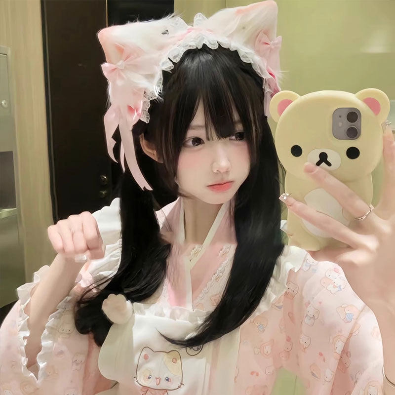 甜美洛丽塔蕾丝猫耳蝴蝶结发饰