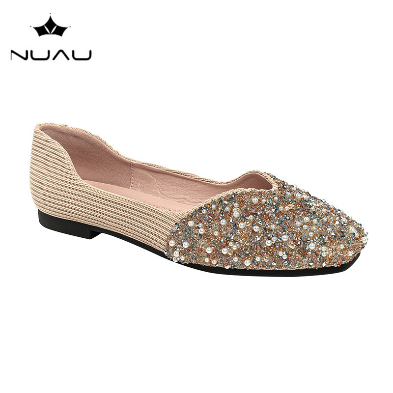 NEW DIAMOND SINGLE SHOES WOMENS COMFORTABLE PUMPS SMALL SCOOP SHOES LEATHER LOW HEELS SEIN FLATS SQUARE TOE BALLET SHOES