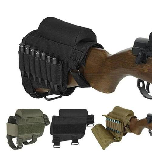 Camo Outdoor Butt Stock Rifle Cheek Rest Pouch Bullet Holder