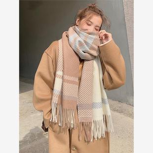 Scarf Autumn Style 2023 Plai Preppy Women Vintage New Winter