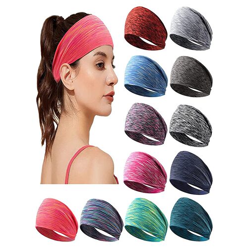 Multicolored Elastic Sporty Headband, Unisex High-Stretch Sw