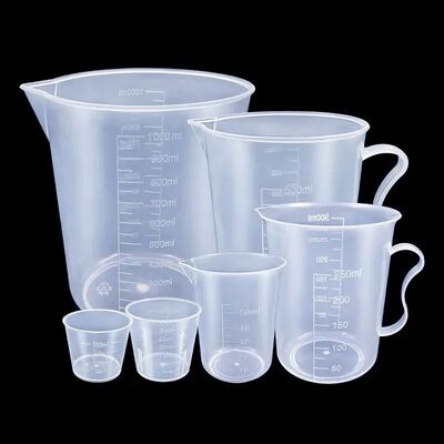 6Pcs Plastic Measuring Cups Set - Clear Graduated Beaker wit