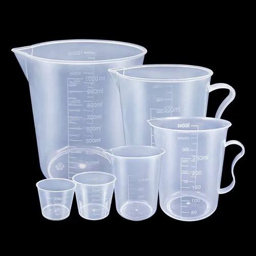 6Pcs Plastic Measuring Cups Set - Clear Graduated Beaker wit