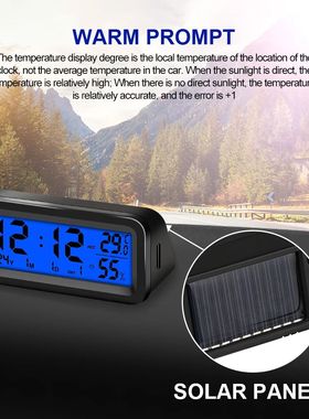 Solar Car Digital Clock Led Digital Clock Thermometer Hygrom