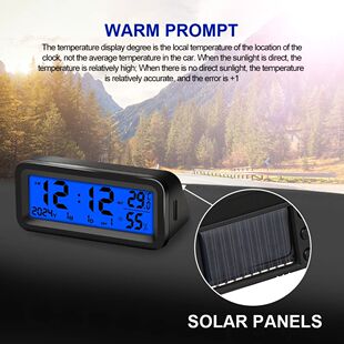 Solar Car Digital Clock Led Digital Clock Thermometer Hygrom