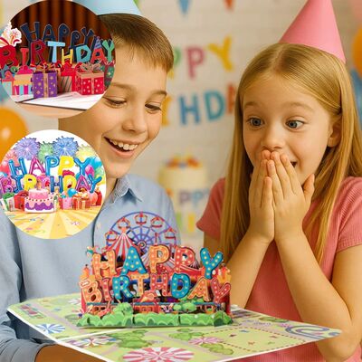 3D Pop-Up Happy Birthday Greeting Cards Cake Design Invitati