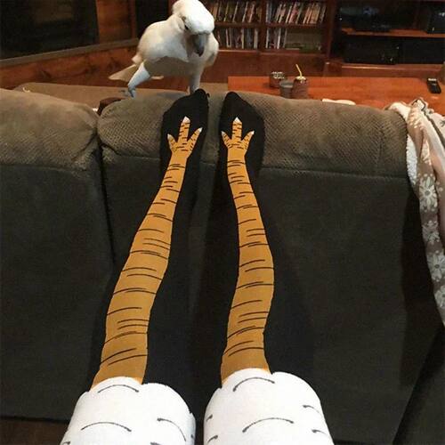 Men Funny 3D Chicken Print Thigh High Socks High Flexibility