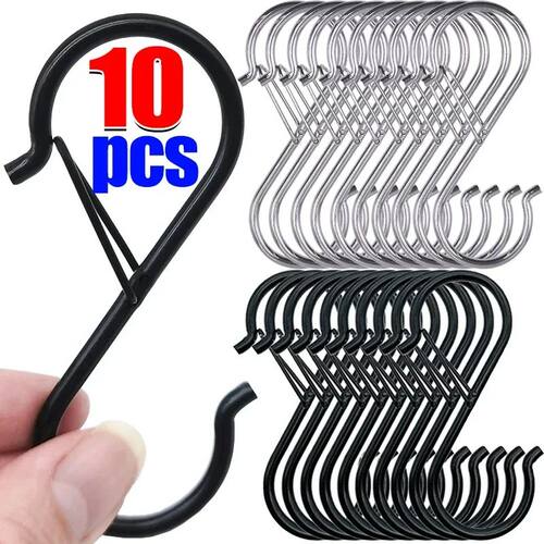 Metal S-Shape Spring Hook Kitchen Pot Rack Room Bags Clothes