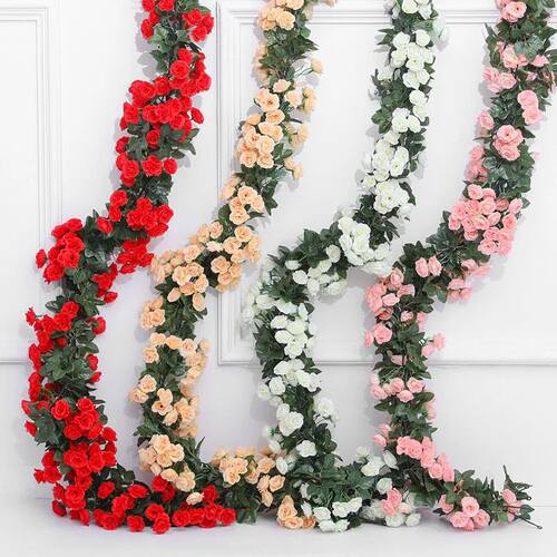 8.2ft Red Rose Artificial Silk Flower Garland Wedding Decor
