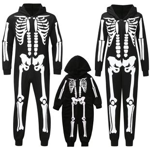Halloween Carnival Outfit Family Costume Bone Skeleton Jumps