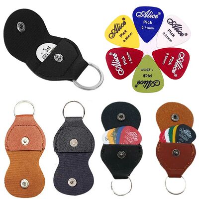 3PCS/Pack PU Leather Potable Guitar Pick Bag Black Brown 2Co