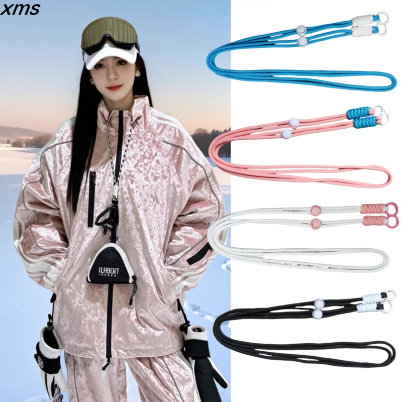 粉色滑雪手套防丢绳小蜜蜂带子