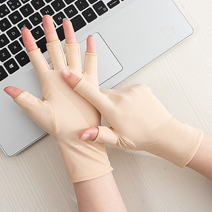 电动车骑车防晒手套肉肤色遮纹身手背遮疤痕神器掩盖装饰半指女士