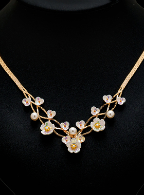 naingirl花朵珍珠项链女金色锁骨链轻奢高级感X8805