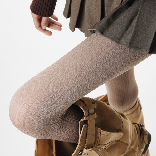 天鹅绒复古8字麻花miu系连裤袜女