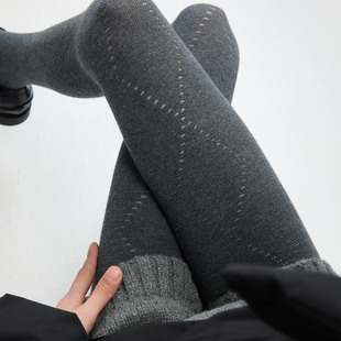 微压显瘦保暖美腿连脚袜 miu系打底裤 格雷系灰色连裤 袜子女秋冬季