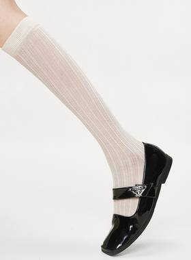 小腿袜子女夏季薄款无骨堆堆袜白色jk长筒袜网眼透气2026新款爆款