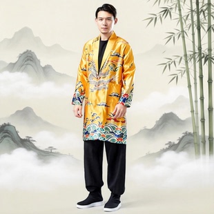 2026春季大龙风衣民族文艺风中长款立领修身款休闲男式风衣