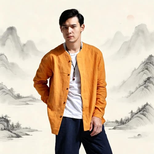 麻凡布衣新品 中国风盘扣棉麻男装 苎麻衬衫 休闲民族风上衣