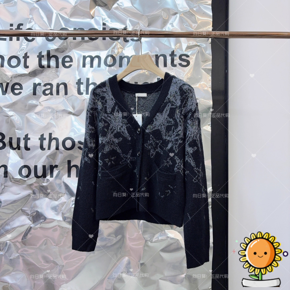 国内代购衣播25年冬BDS4UD3716复古提花V领长袖针织开衫星星云