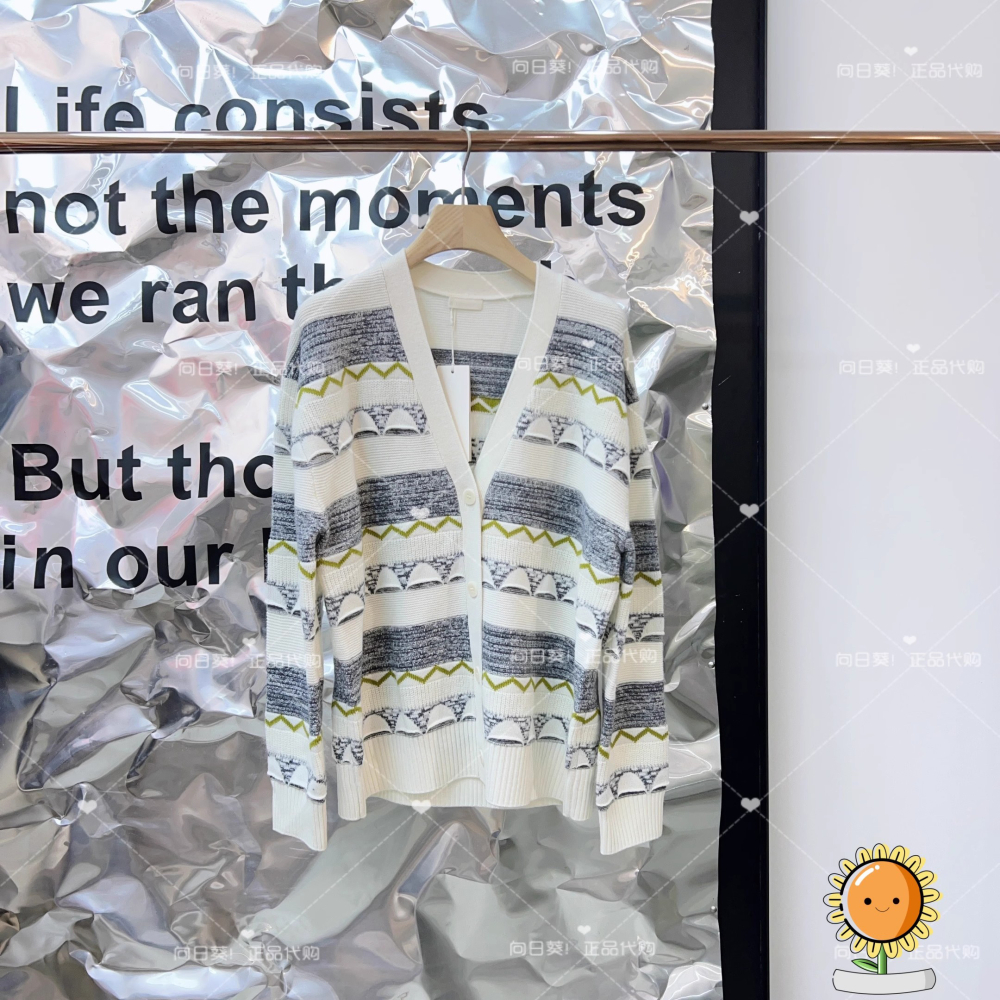 国内代购衣播25年冬BDS4UD3764复古V领提花休闲宽松针织开衫空则