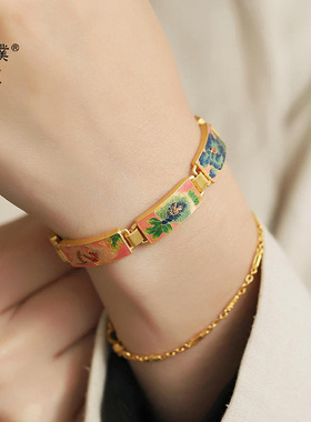 金店同款沙金十二生辰花表带手牌多宝腕带手饰女款国风手链送礼