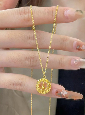 越南沙金项莫比乌斯环织梦网套链女款方块吊坠颈链套链女友颈饰品