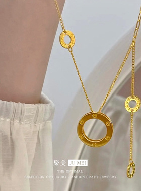 金店款卡家大饼圆环流苏越南沙金项链女款小众设计款首饰简约新款