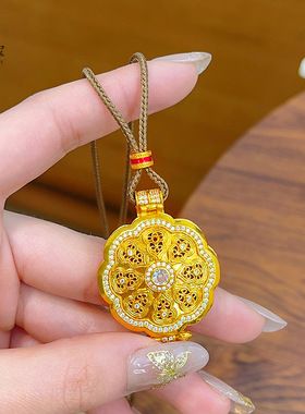 古法沙金点钻八福葫芦嘎乌盒吊坠福禄守护神毛衣链可打开女送礼物