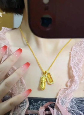 韦雪同款黄金项链貔貅金刚杵镶钻沙金吊坠叠戴轻奢锁骨链送女友