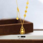 新中式 国风项链越南沙金套链古法金平安喜乐旋转葫芦套链锁骨链