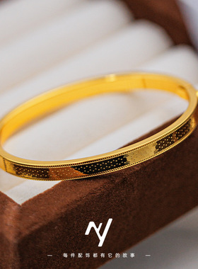 同款cnc蛋形龙鳞卡扣越南越南沙金手镯轻奢设计感素圈手环
