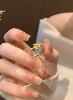 金店同款越南沙金镶钻碎碎冰五角星戒指女浪漫精致高级感百搭手饰