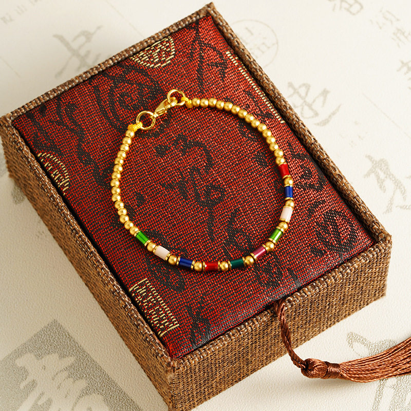 新品轻奢高级感越南沙金多彩波西米亚风手链天然石黄金手串女