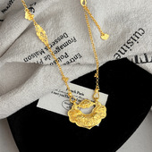 古法锦鲤平安锁项链女轻奢设计高级感越南沙金如意锁包气质锁骨链