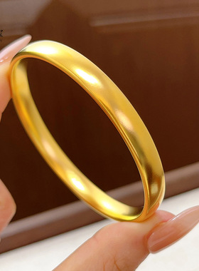金店同款古法沙金釉面泥鳅背手镯素圈闭口镯子经典时尚送女友礼物