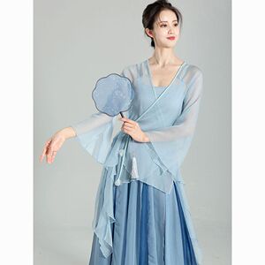 新款古典舞纱衣练功服女飘逸仙气身韵服上衣中国舞演出舞蹈服
