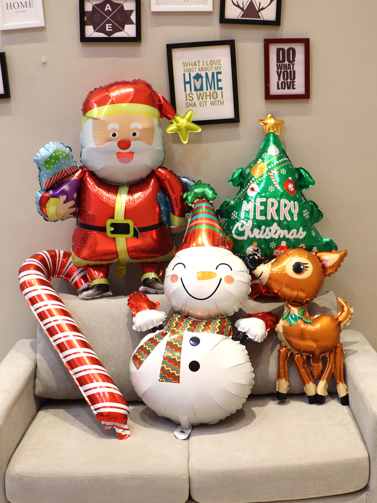 吹气圣诞老人铝膜气球装饰雪人儿童玩具礼物商场门店教室酒吧布置