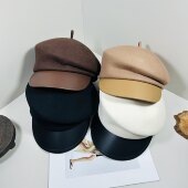 fever同款 秋冬日本CA4LA羊毛皮檐拼接不对称鸭舌帽女前进帽毡帽