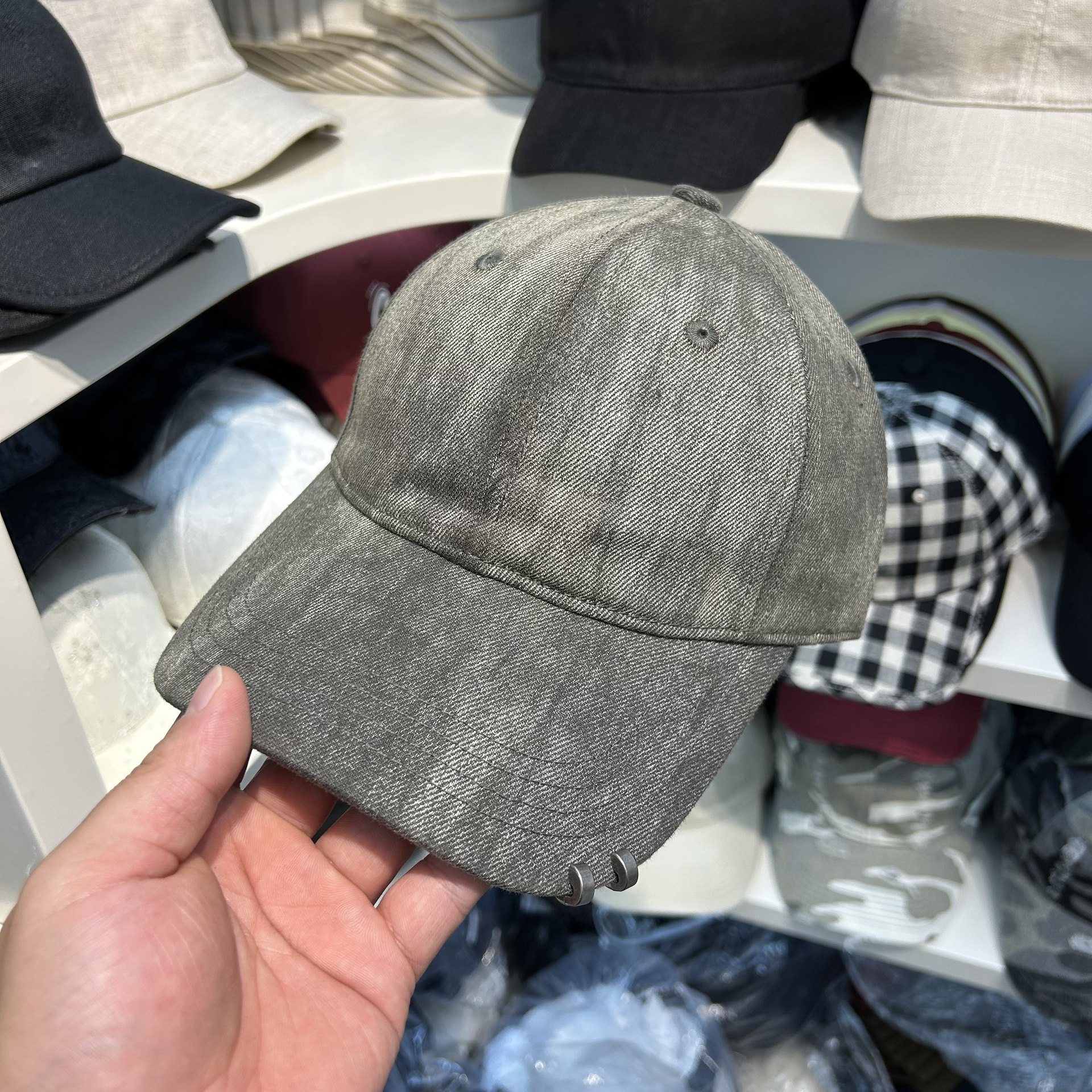 做旧水洗铁环软顶棒球帽男女纯色防晒百搭鸭舌帽街头潮流遮阳帽潮