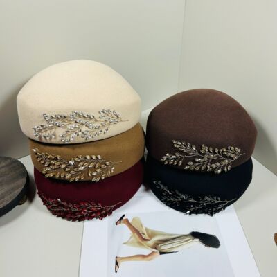 叶影流光羊毛贝雷帽手工缝制