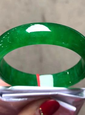 天然缅甸翡翠手镯满绿帝王绿冰种翡翠玉手镯少女款翡翠手镯子送礼