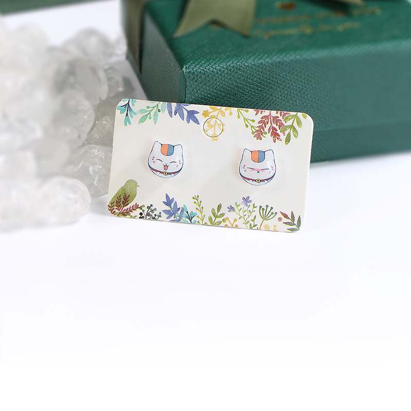 娘口三三夏目友人帐猫咪老师周边动漫纯银耳针耳饰无耳洞耳夹树脂