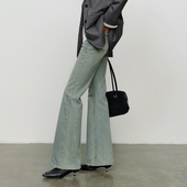 显瘦做旧裤 春季 子女士 复古水洗微喇叭牛仔裤 BLUEWEDIAN美式