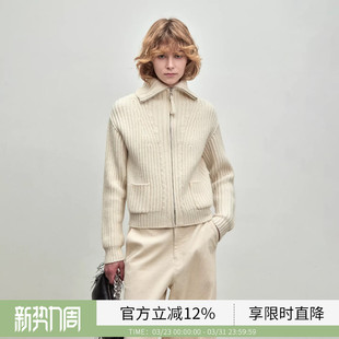 BLUEWEDIAN时尚 毛衣上衣 静奢简约廓形拉链羊毛开衫