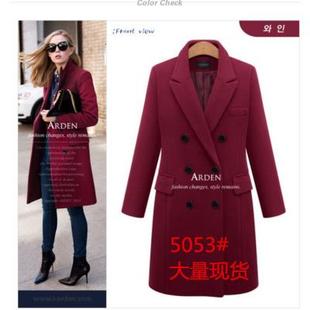 Large size trench coat for women mid-length woolen coat