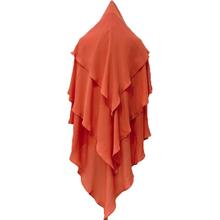 Womens Head Scarf Hooded Three-layer Solid Color Chiffon