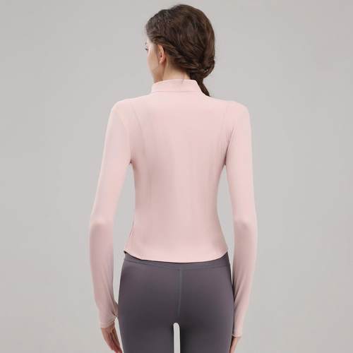 Yoga Fitness Running Sports Full Zipper Long Sleeve Top