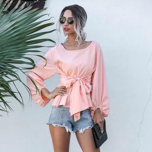 Casual Sleeves Lantern Women Tie Loose Fashion Bow